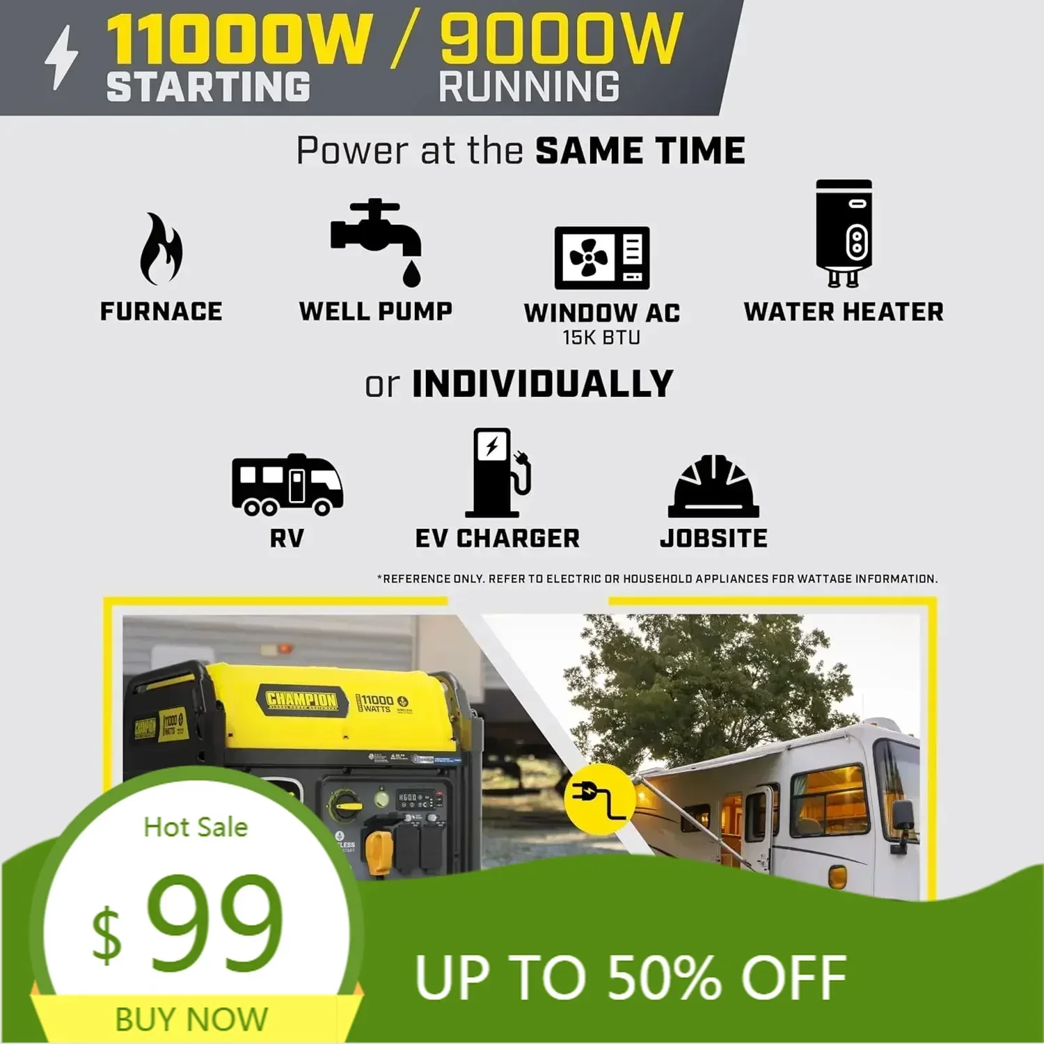 

Портативный инверторный генератор с беспроводным дистанционным запуском мощностью 11 000 Вт для домашнего резервного копирования с тихой технологией и защитой CO