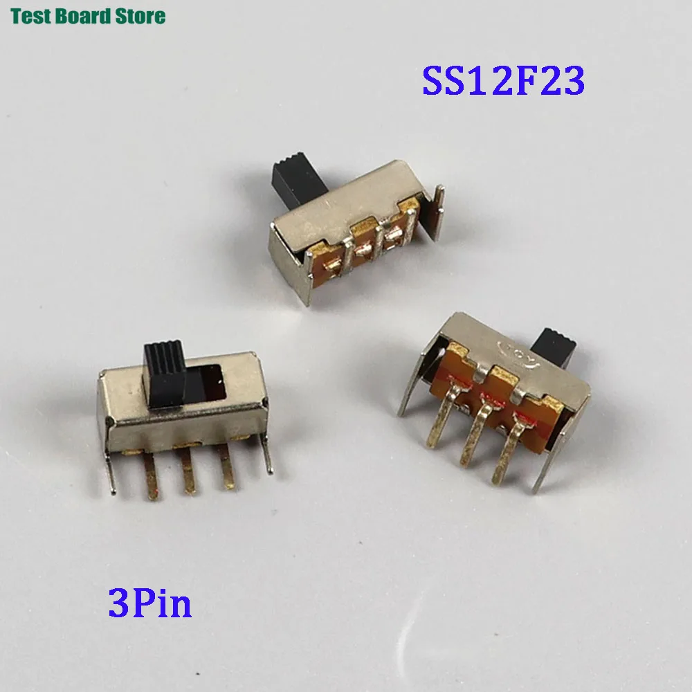 

10PCS SS12F23 SS12F23VG5 0.5A 50V Toggle Switch 3Pin 1P2T 90 Degree Curved Needle Slide Switch Handle high 5mm
