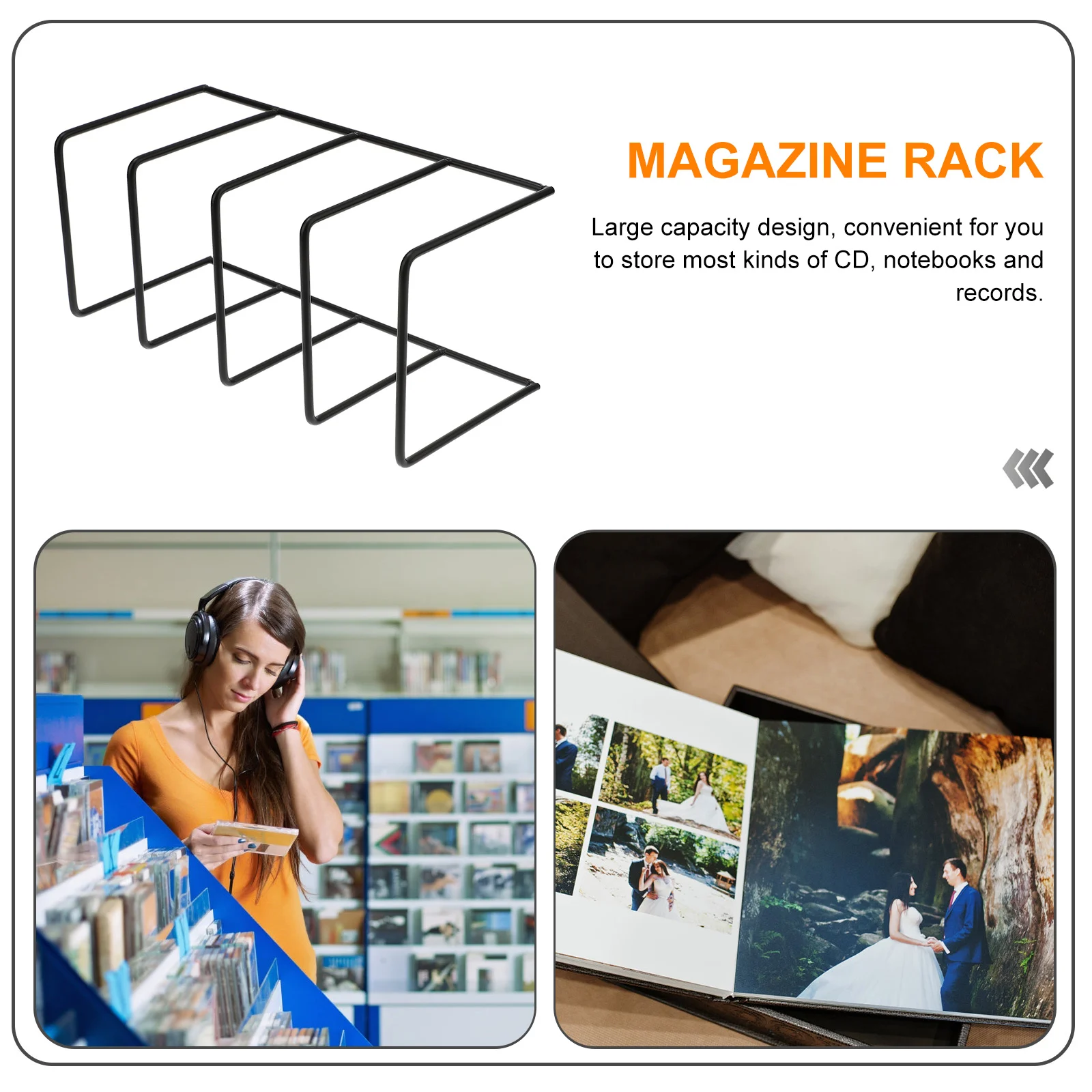 

Record Display Iron Desktop Iron Storage Rack Magazine Storage Stand Desktop Organizer File Rack Metal Bookend