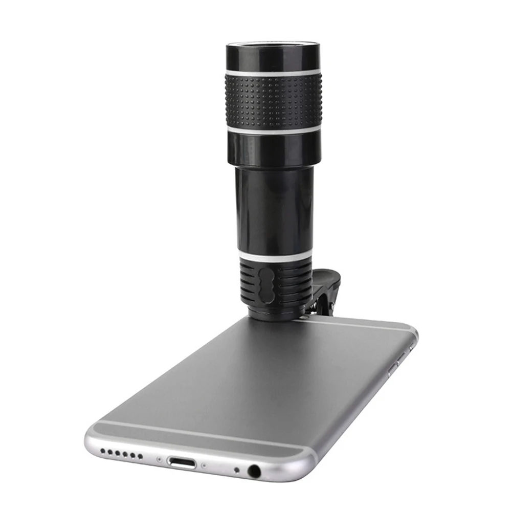 8/12/20x Zoom Lens Universal Phone External Camera Lens Outdoor Travel Sightseeing Photography Focusing Lens with Retaining Clip