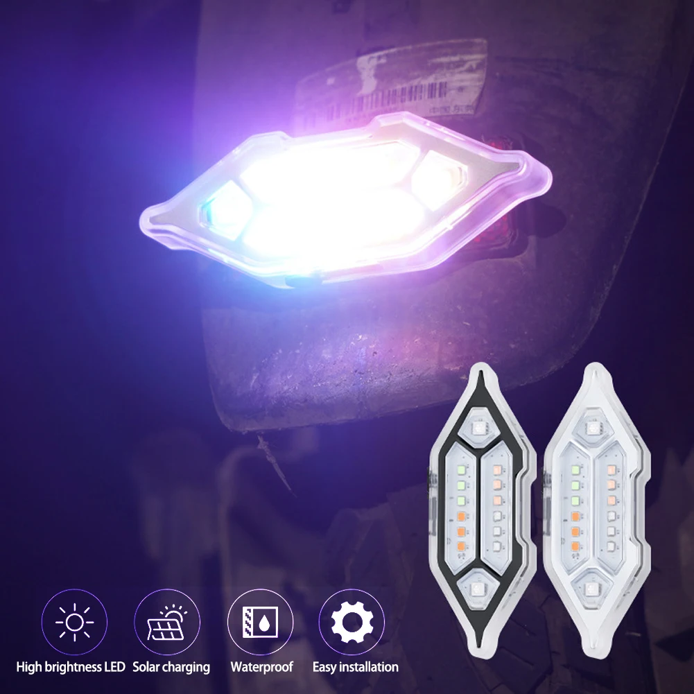 Luz estroboscópica antidestrasera para motocicleta, luz de advertencia de energía Solar, luz trasera de paseo nocturno para coche, vehículo eléctrico, motocicleta y bicicleta