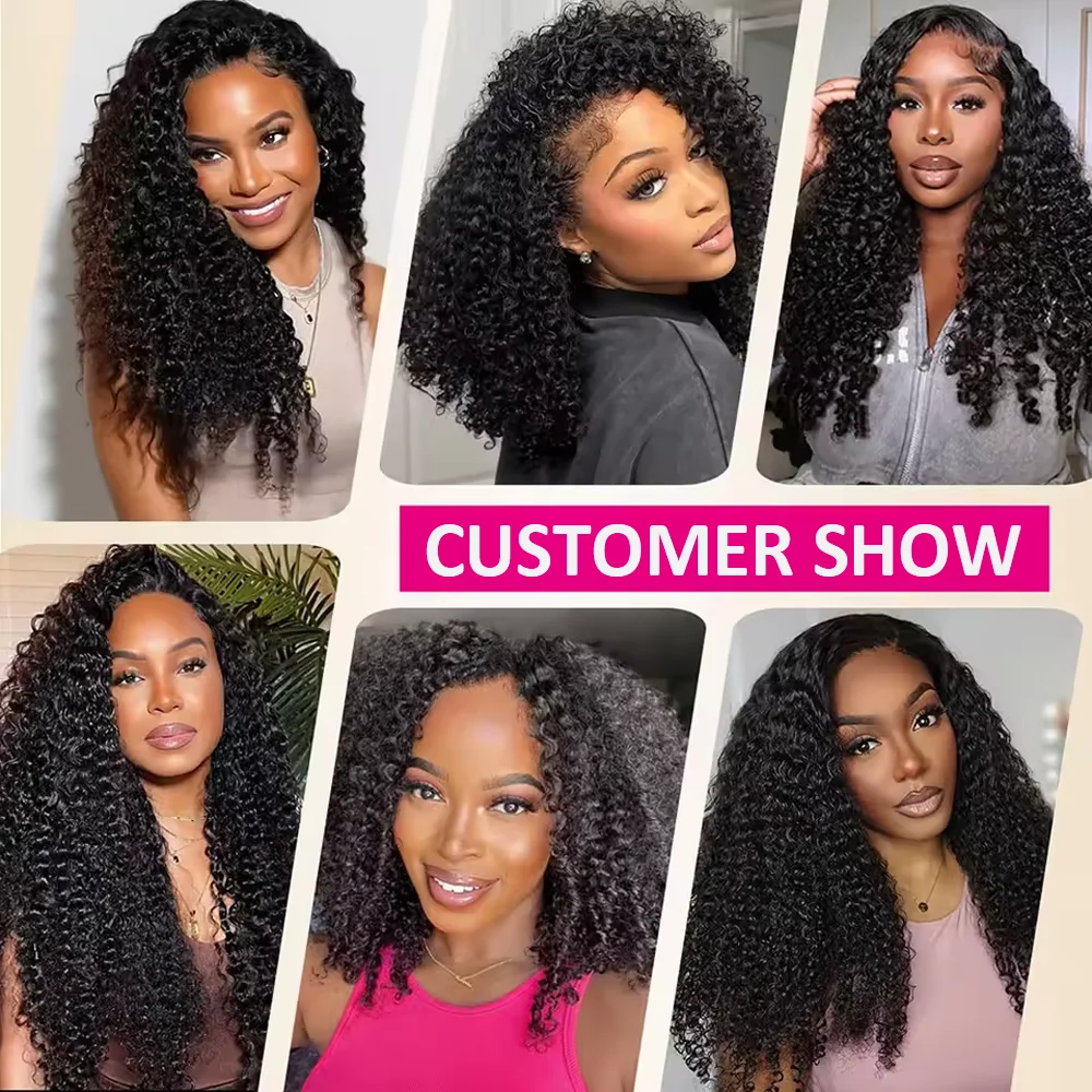 200% نصف الباروكات شعر الإنسان الأفرو غريب مجعد عقال شعر مستعار ترقية 3 في 1 نصف شعر مستعار مع الرباط سلس كليب Ins الوجه على شعر مستعار