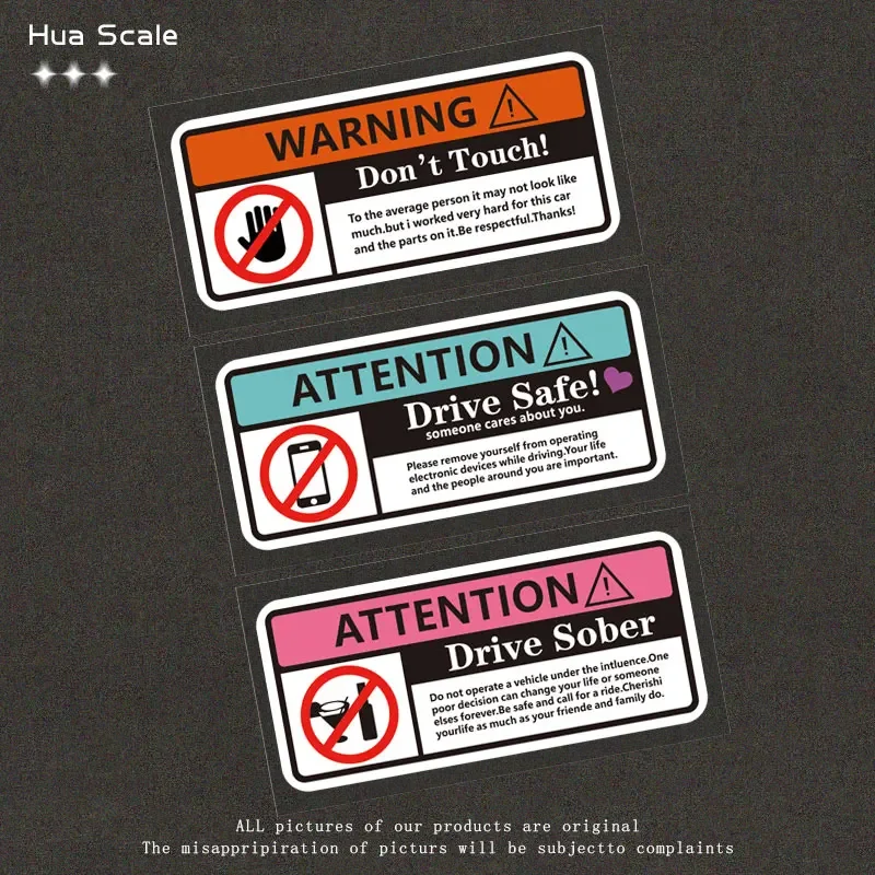 1PC Car Warning Attention Sticker Set, Multicolor Waterproof Vinyl Decal for Vehicle Decoration
