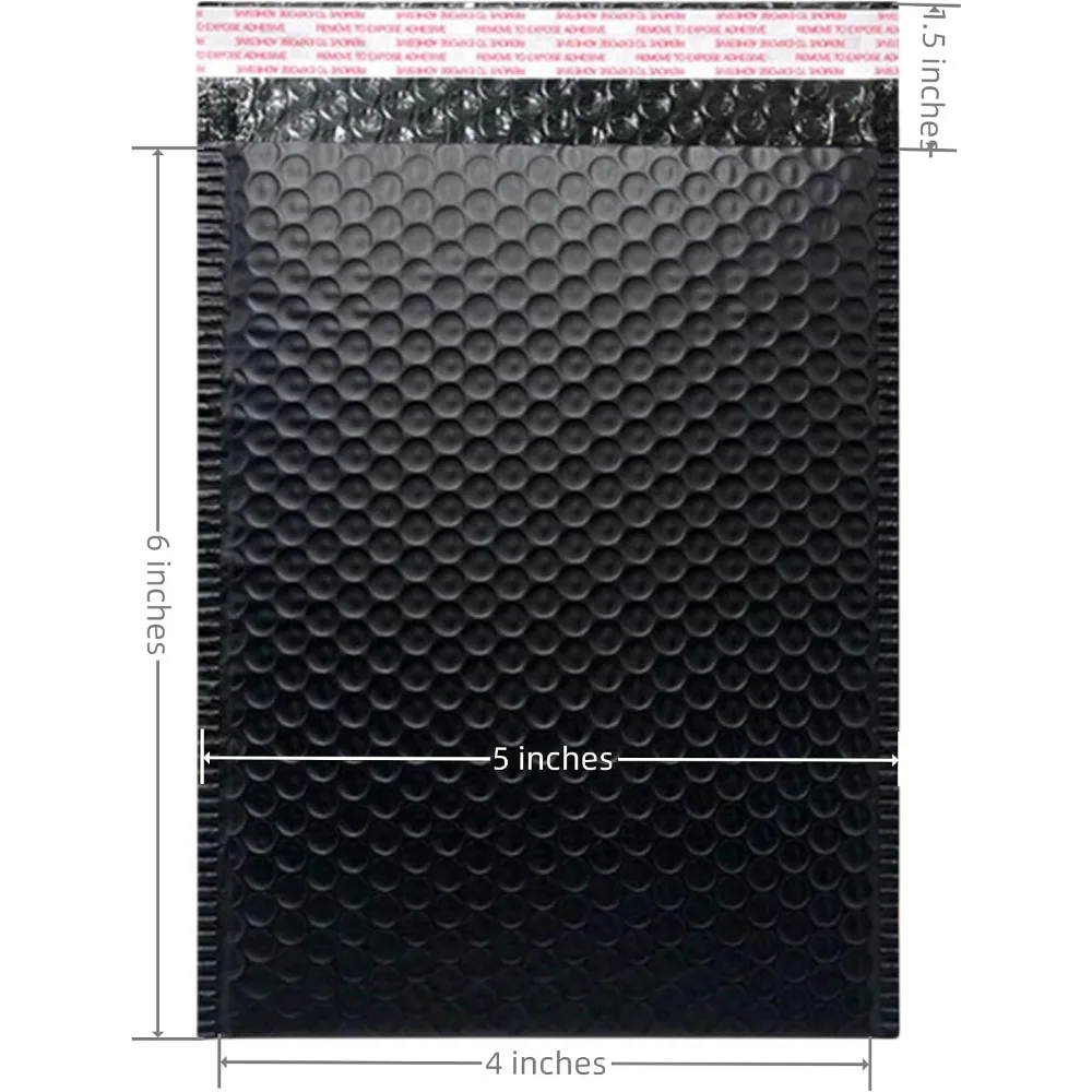12 Pack Bubble Mailers 4x6 Inch, Small Padded Envelopes, Self Seal, Black, Sturdy & Protective - view 2