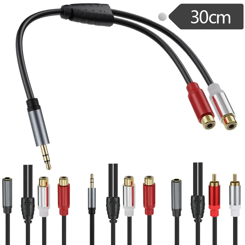 3.5mm male/Female to 2 RCA female/male Stereo Audio Adapter Cable for Smartphone, MP3, Record Player, Speakers, Home Theater