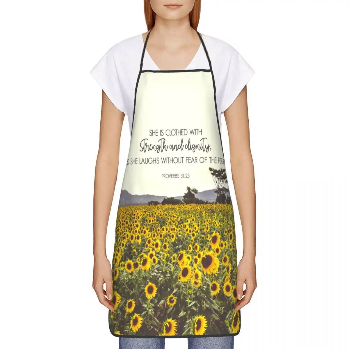 Unisex Proverbs And Sunflowers Kitchen Chef Cooking Baking Apron Men Women Flower Tablier Cuisine for Gardening