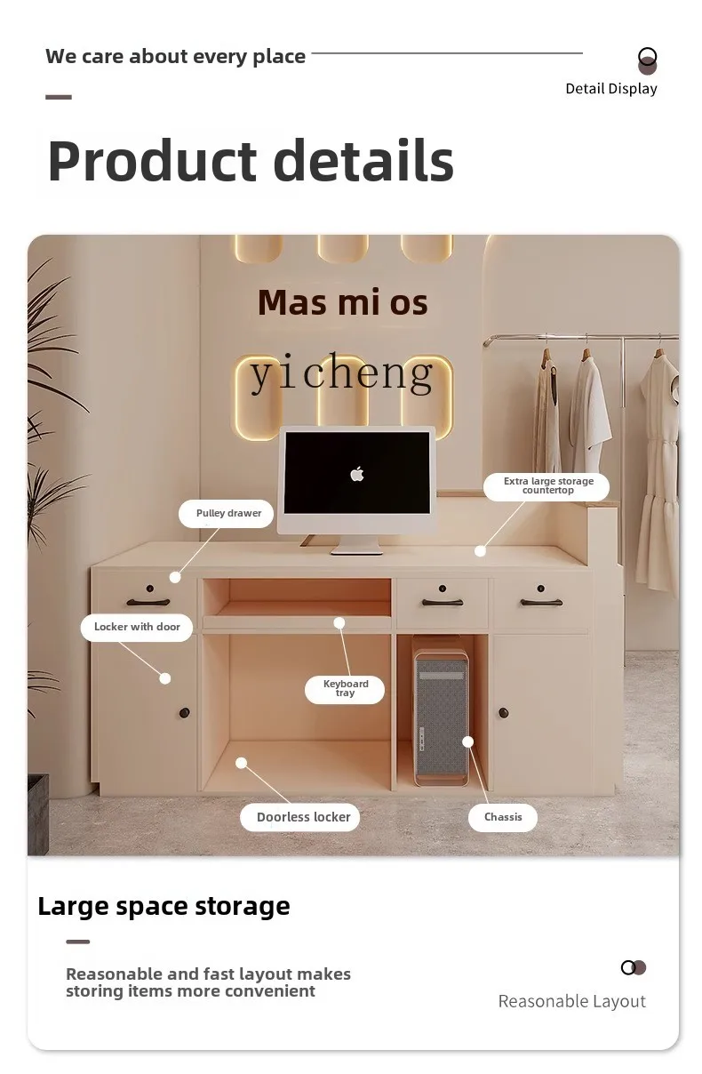 

TQH Modern Simple Clothing Store Barber Shop Beauty Salon Small Cashier Reception Front Desk Counter Shop Bar Table