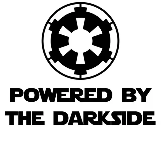 

25cm wide Powered By the Darkside Galactic Empire Text Sticker Car Decal Waterproof Sticker Car Window Decor