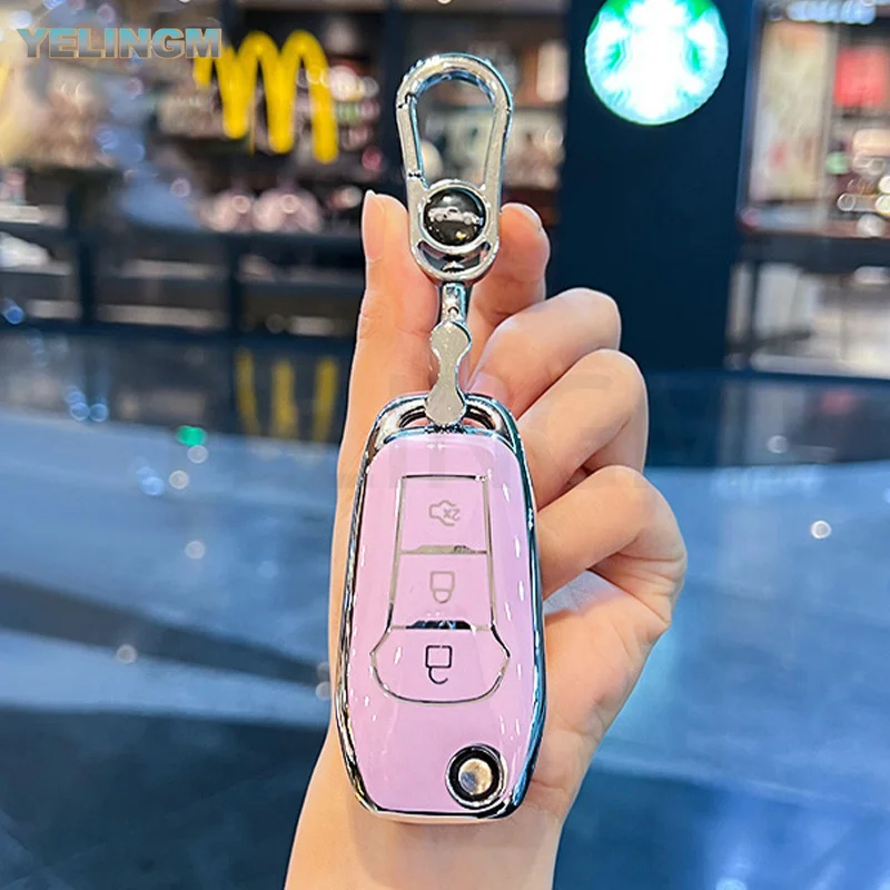 3-Tasten-Schlüsselhülle aus TPU für Ford Figo 2017, Mondeo 5, Ecosport, Puma 2020, Fiesta Mk8, Everest, Ranger, Autofernbedienung, Schlüsselanhänger