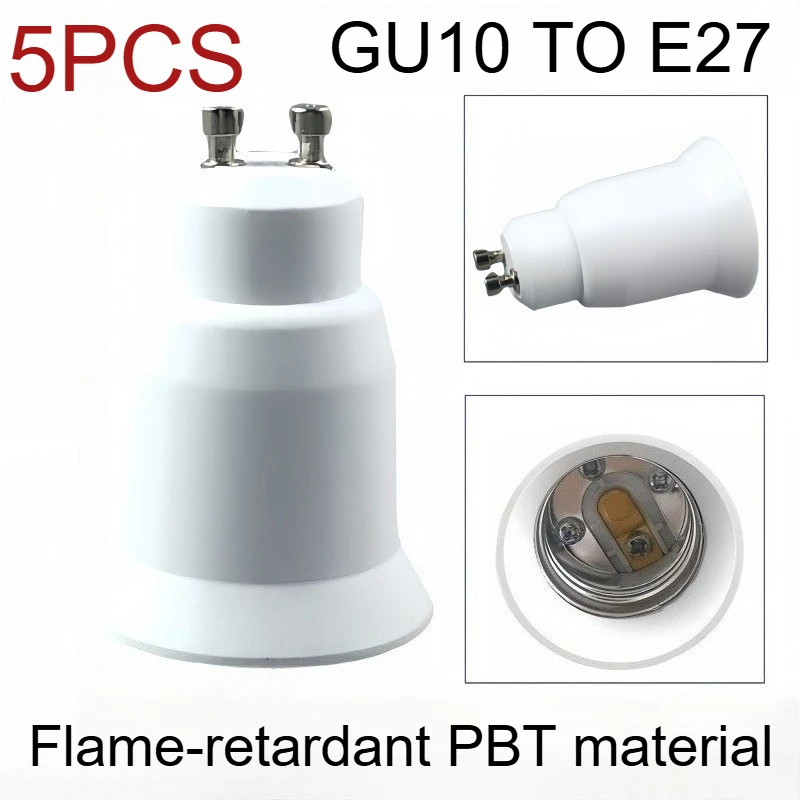 

5PCS GU10 to E27 LED bulb adapter, lamp holder conversion socket, bulb lamp holder plug, heat-resistant material