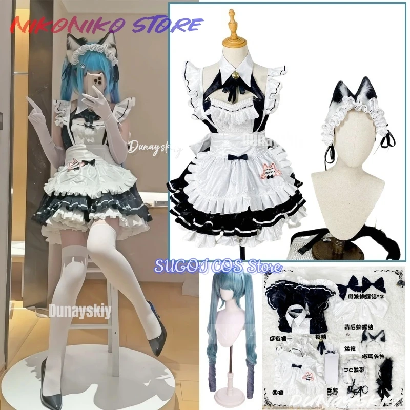 

Nikke 코스프레 Costume Women Privaty Maid Dress Anime 코스프레 Privaty Cat Ears Halloween Costumes Black White Maid 코스프레