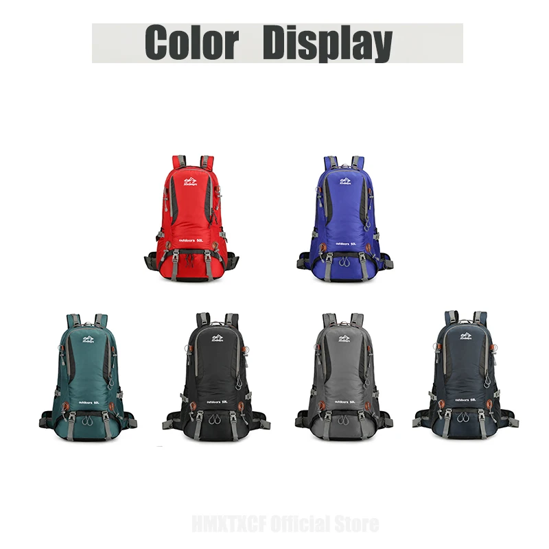 กระเป๋าเป้สะพายหลังไนลอนขนาด 50 ลิตร สำหรับตั้งแคมป์ เดินทาง พร้อมผ้าคลุมกันฝน กระเป๋าเป้เดินป่า กระเป๋าเป้ปีนเขา กระเป๋าสะพายไหล่ผู้ชาย กระเป๋าเดินทาง