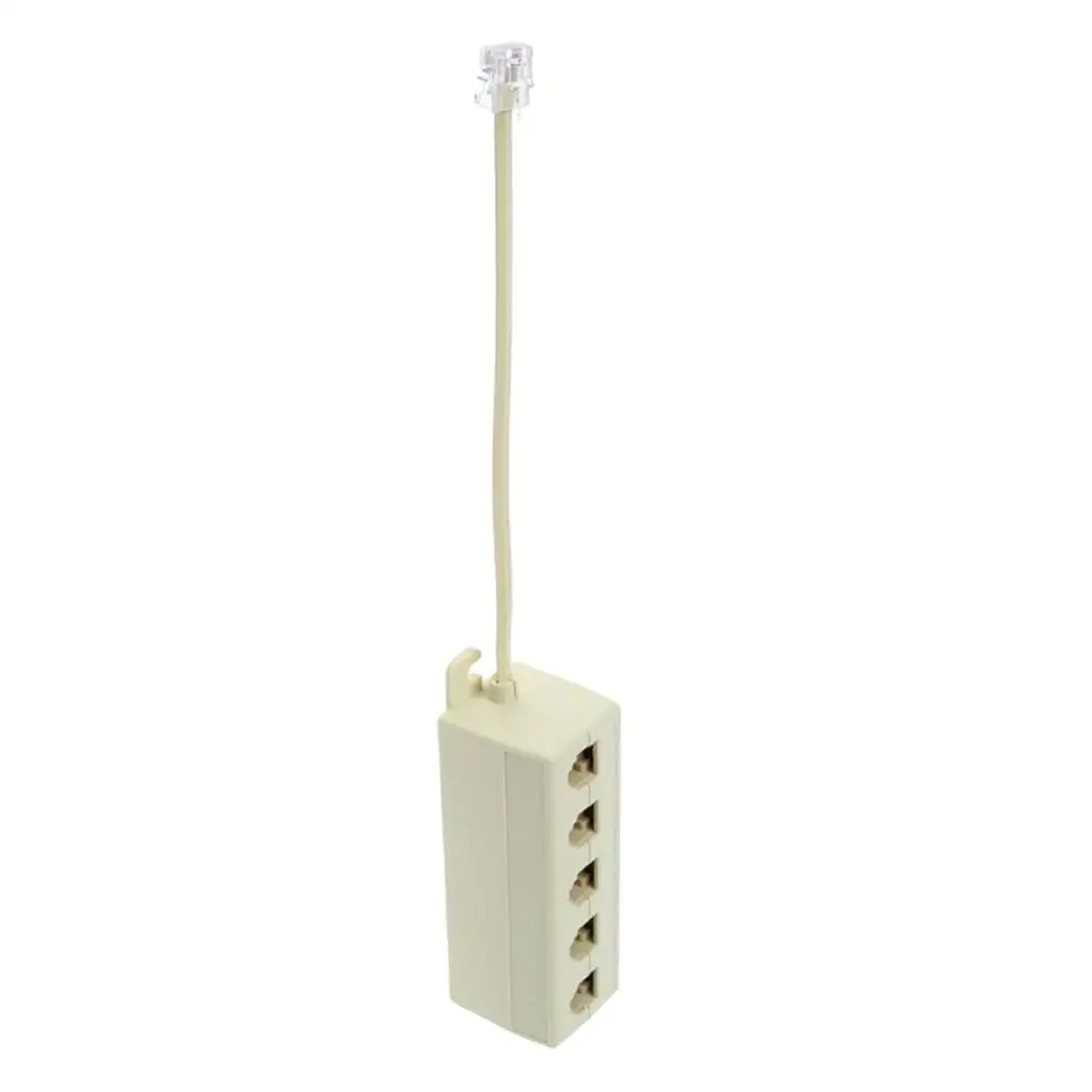 Telephone Splitter, RJ11 6P4C 1 Male - 5 Way Telephones Plug Line Separator for Landline - White