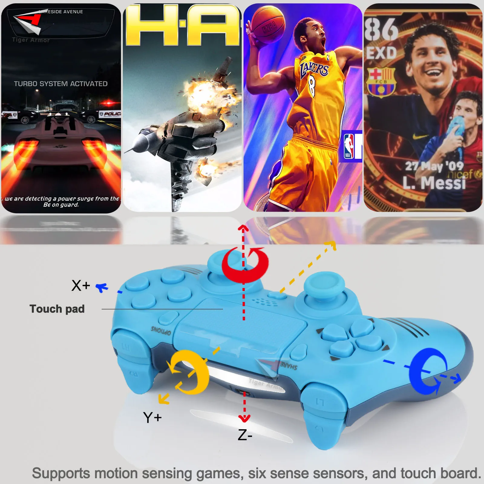 PS4 PS3 콘솔 용 6 축 자이로 스코프 게임 컨트롤러가 장착 된 wukong 용 무선 게임 패드 7 10 11 이중 진동 PC 조이스틱 승리