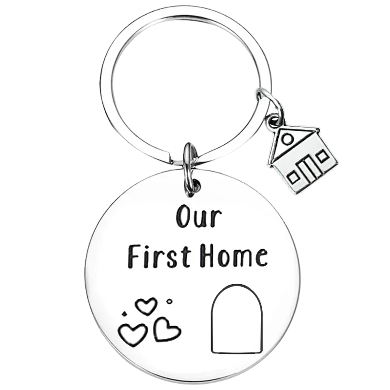 Metal Our First Home Keychain New Homeowner Couples First Home Gift Key Chain Pendant 2023 New House Housewarming Gift