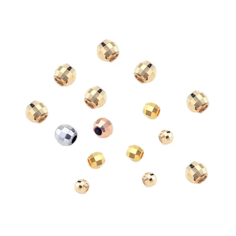 DSHIJOJ AU750 DIY Beads Jewelry Making Handmade 18K Gold Rose Gold White Gold 2mm/2.5mm/3.0mm/4.0mm/5.0m Laser Bead