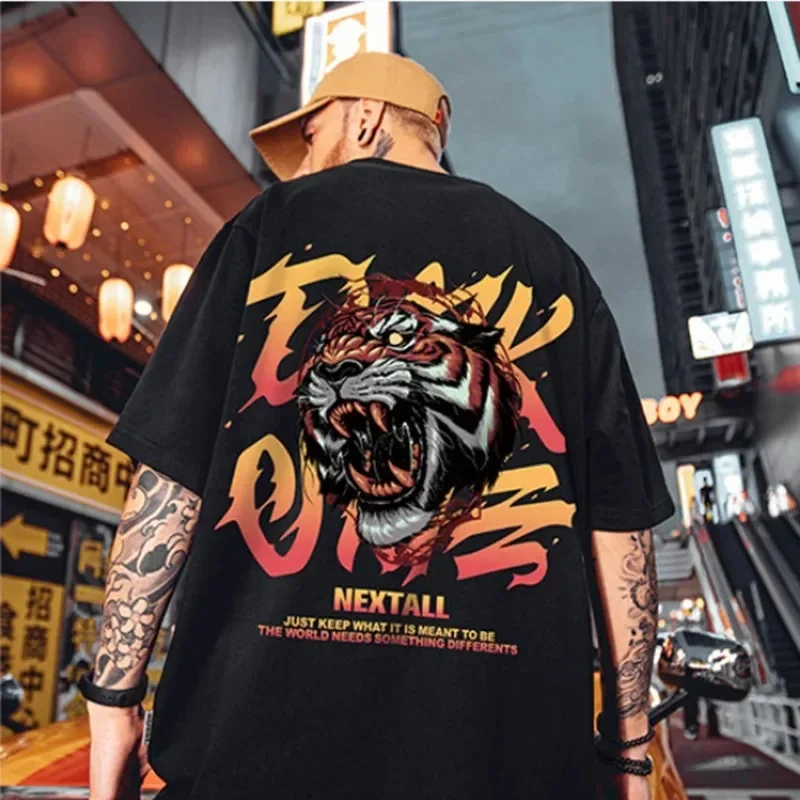 2024 Men Roaring Tiger T Shirt Plus Size Streetwear T-Shirts Short Sleeve Casual Tops Summer Harajuku Fashion Male y2k Clothes