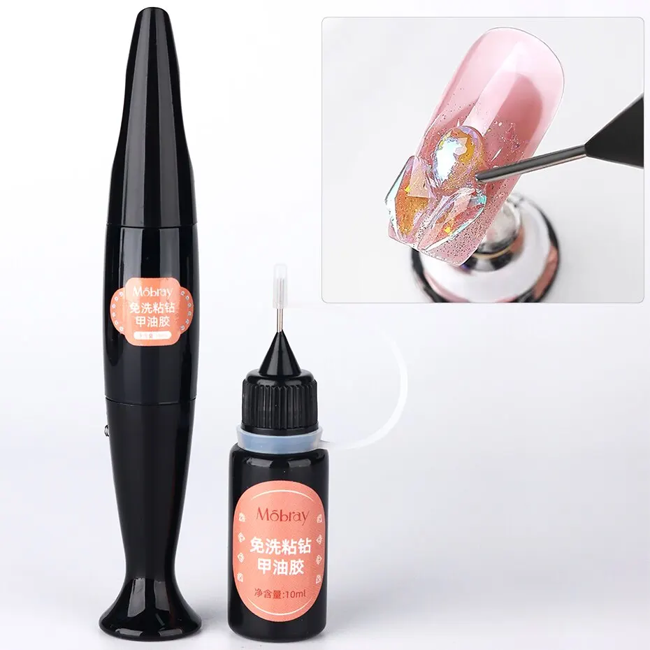 10ml No Wipe Nail Glue strass Gel adesivo Top Coat smalto Gel per decorazioni di gioielli per Nail Art Soak Off UV LED Gel vernice