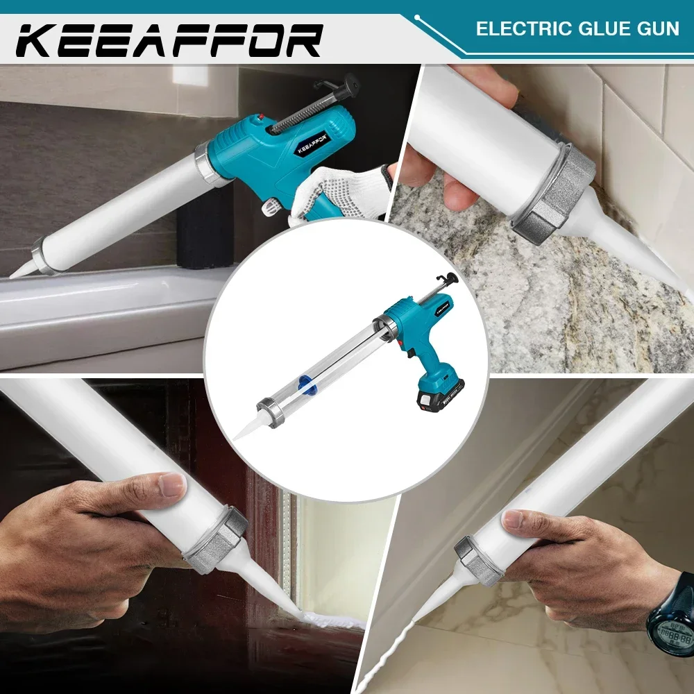 KEEAFFOR pistol Caulking elektrik 10000N 6 gir pistol lem tanpa kabel alat listrik penyegel lem perekat untuk baterai Makita 18v