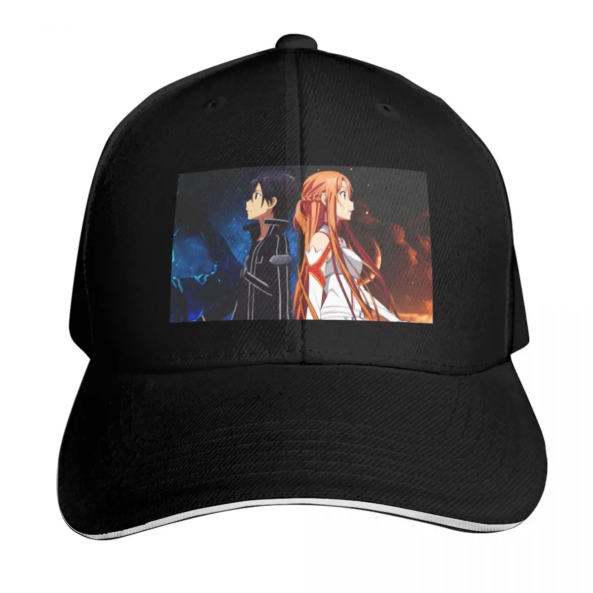 

SAO Asuna and Kirito, Sword Art Online Baseball Cap tactical cap New In The Hat Hip Hop Big Size Hat Women's Golf Clothing Men's