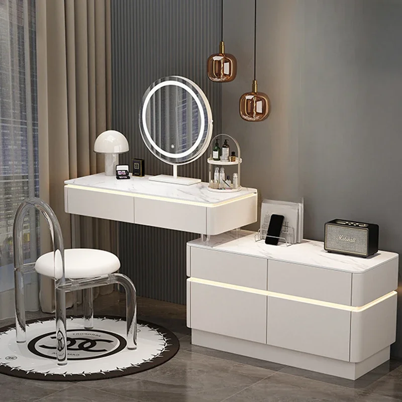 

Wood Aesthetic Dresser Cabinet Minimal Nordic Modern Hotel White Makeup Table Mirror Drawer Women Mesa Maquillaje Funiture