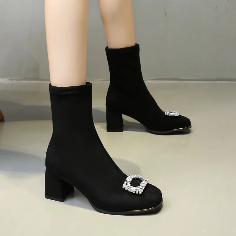 Socks Boots Short Tube Autumn Winter 2025 New Booties Pointed Toe High Heel Fashion Women