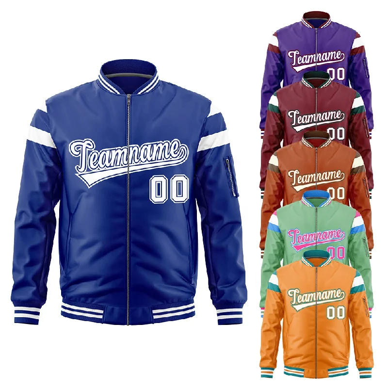 

Custom Jacket Varsity Full-Zip Letterman Bomber Jacket Contrast Shoulder Color Block Baseball Jacket