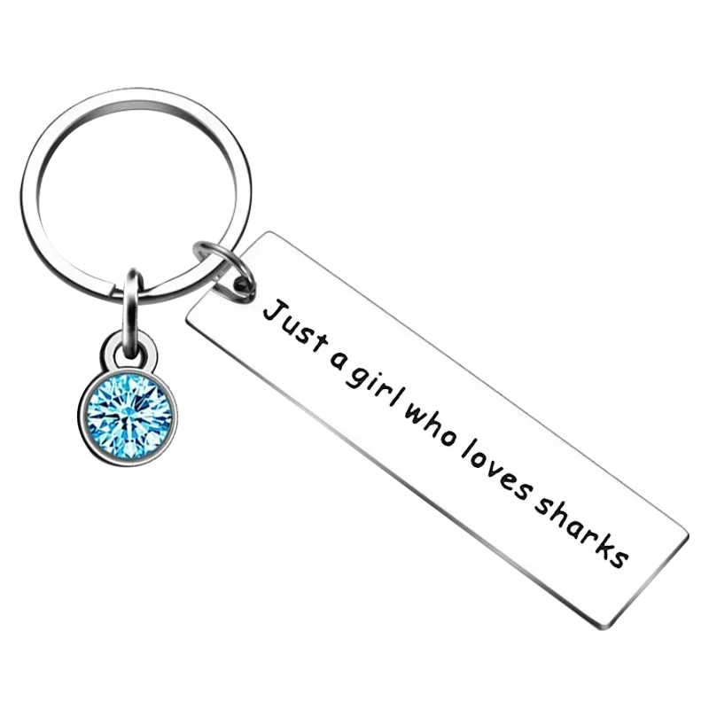 Shark Lover Gift Sharks Keychain Just A Girl Who Loves Sharks Gift Key Rings Shark Girl Shark Stuff Diver Gifts