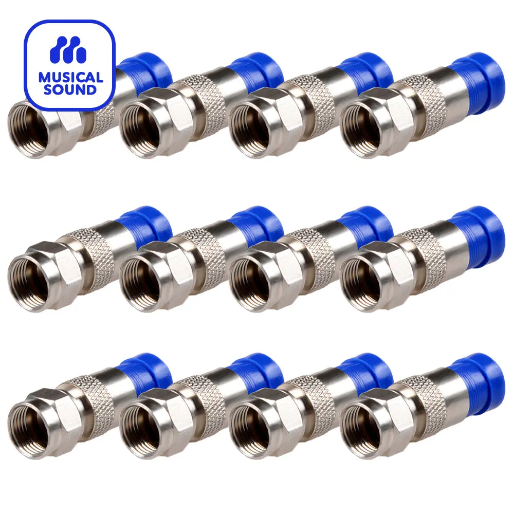 12 Pieces RG6 Compression Adapter F Type Connector Coax Coaxial F Plugs Coax Coaxial Adapter Plug for Satellite & Cable TV