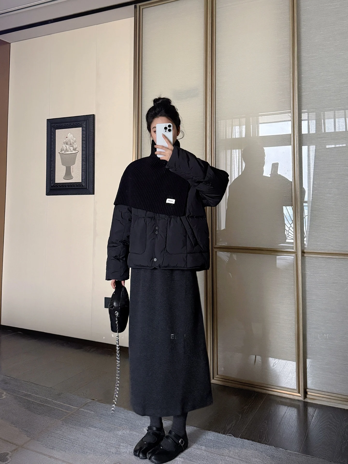 High Waist Straight Leg Acetate Woolen Skirt for Women Autumn Winter Deep Grey Long Skirt Casual Style Knitted Polyester Cott...
