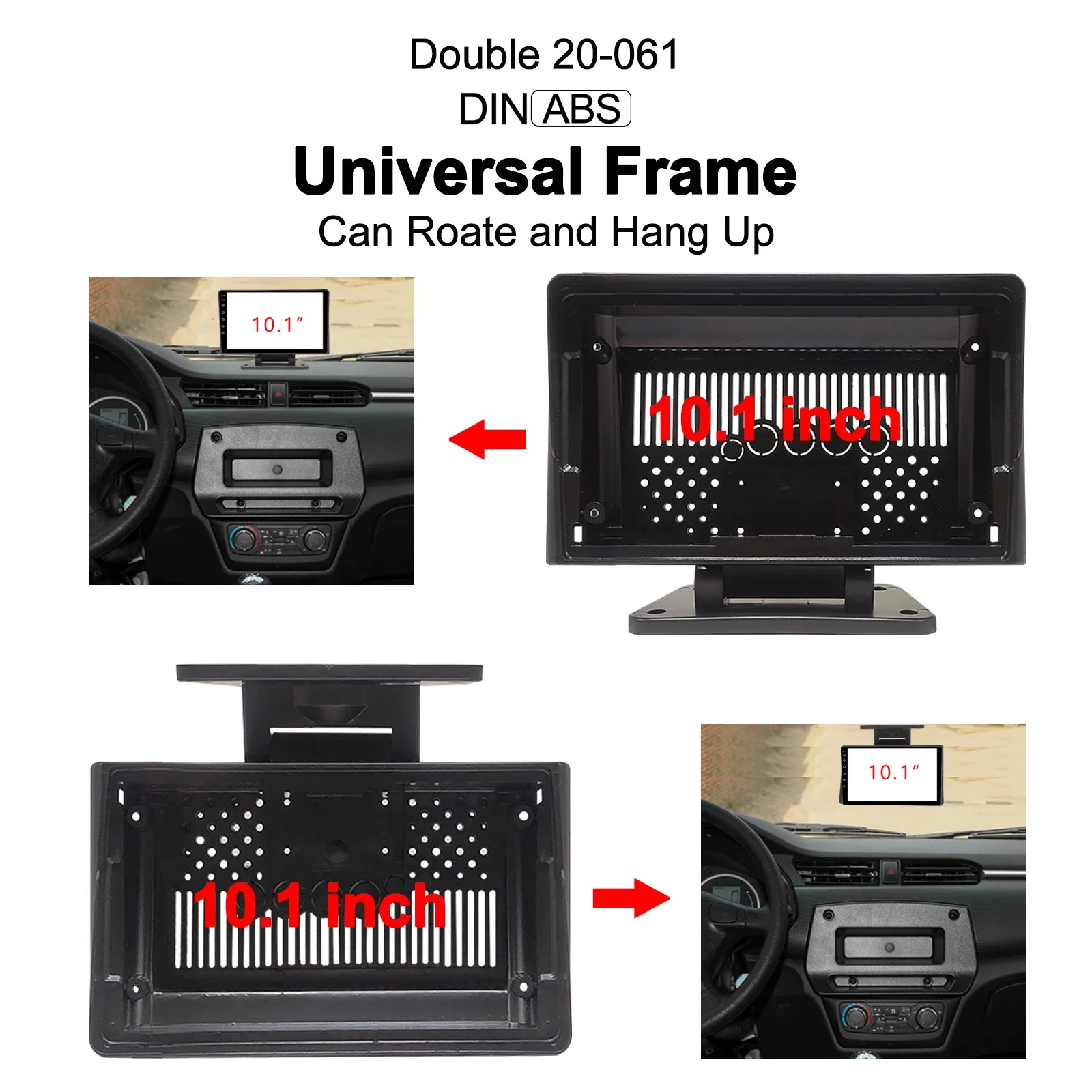 Universal 1/2din Frame 10inch For Universal Radio Fascia Can Roate and Hang Up for For Car Dashboard Frame Panel Trim Kit Stereo