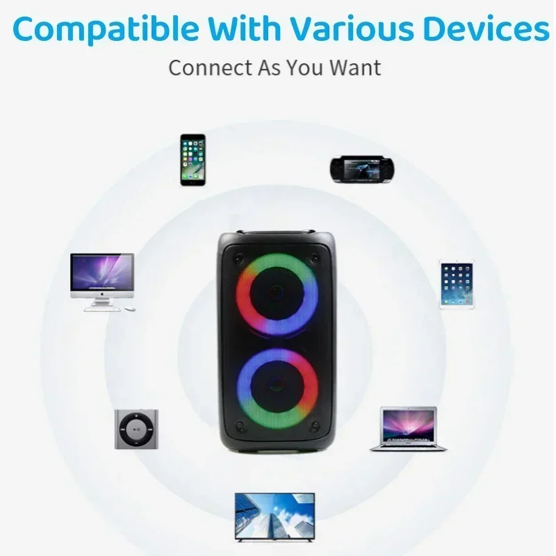 80W High Power Bluetooth Speaker Portable Dual 3-inch HIFI RGB Light Outdoor Audio System for Audience Wireless Boombox TWS/FM