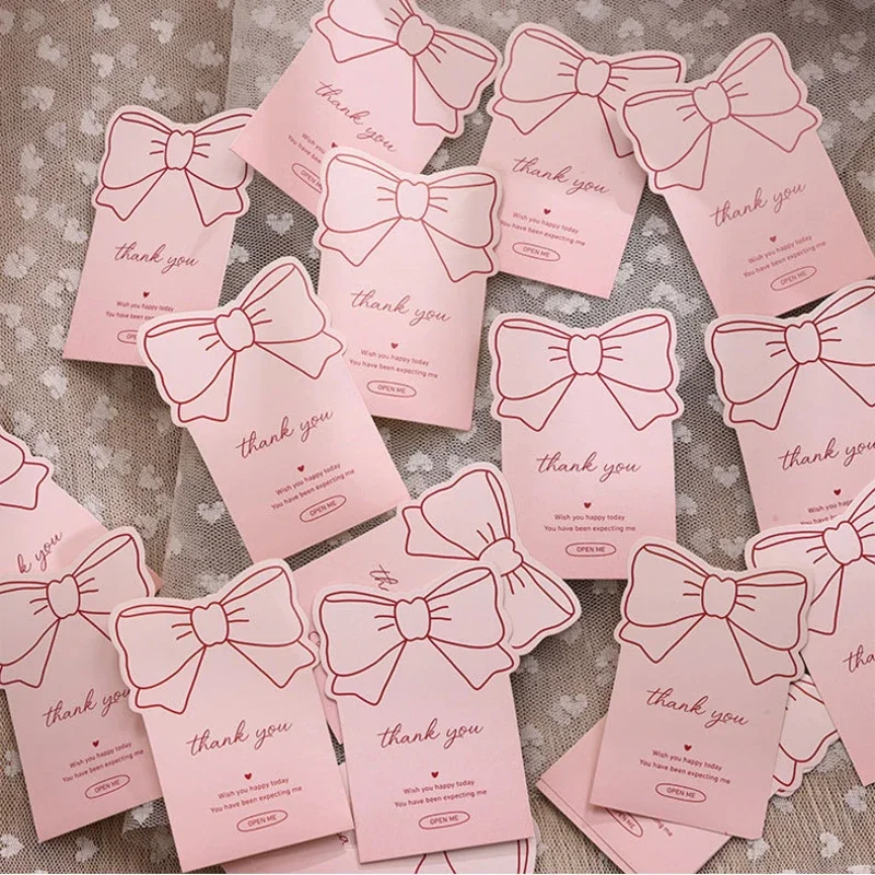 Imagem -03 - Bonito Rosa Bowknot Obrigado Selagem Adesivo Bolsa de Bolha Caixa de Presente Embalagem Faça Você Mesmo Decoração Etiqueta Etiqueta Casamento Dia das Mães Ins 10 Pcs