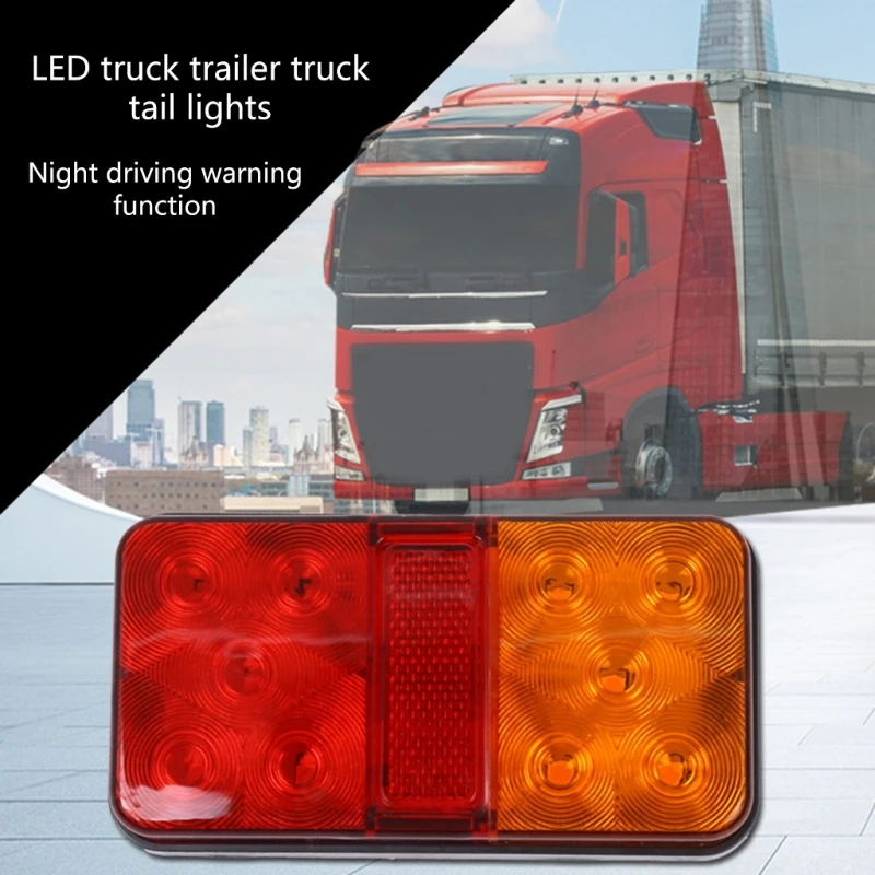 1 Pair 12V 10 LED Turn Signal Brake Running Tail Stop Light LED Trailer Tail Light Shockproof Amber Red Taillight Lamps