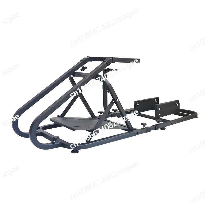 

Simulated racing game steering wheel integrated seat bracket folding