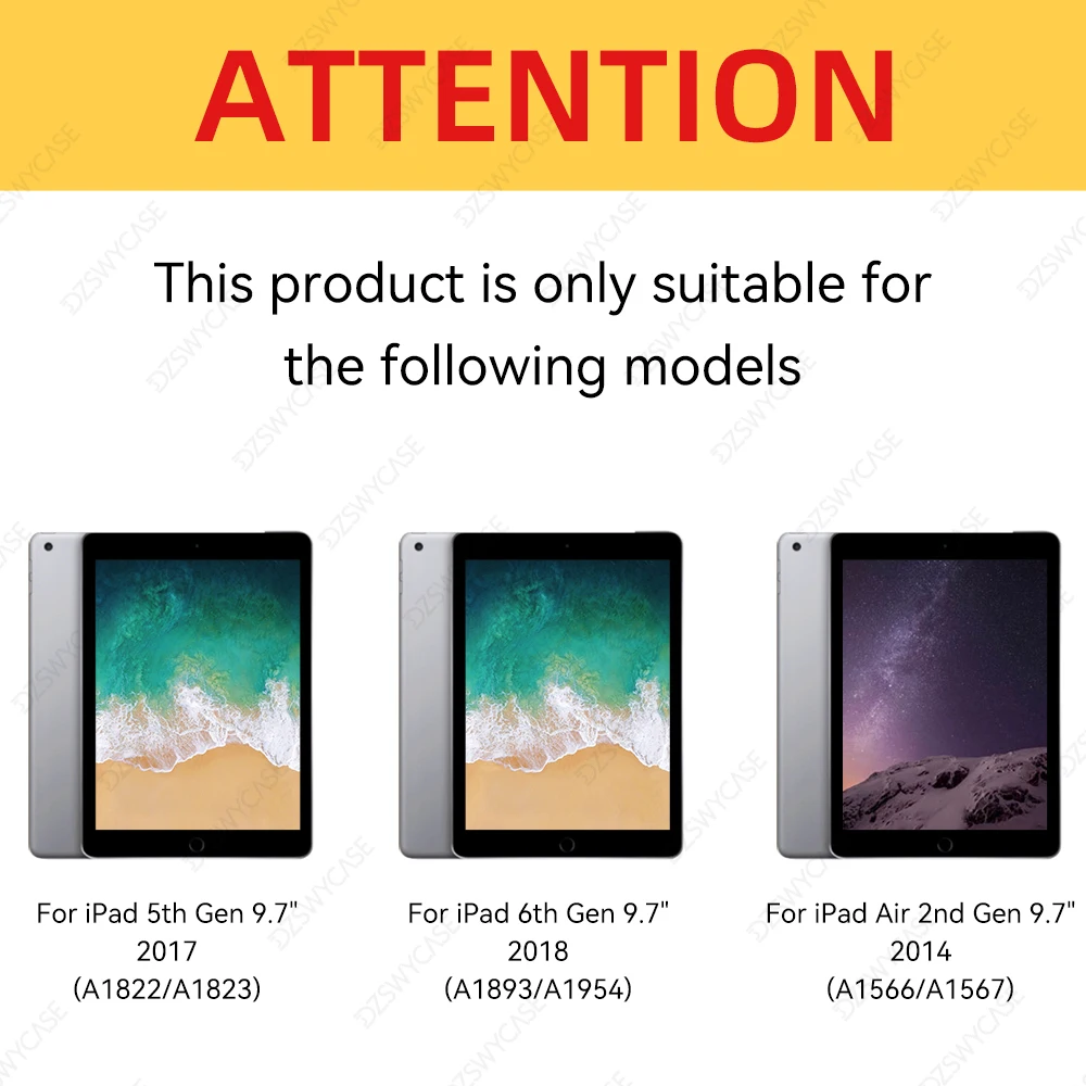 متوافق مع iPad 9.7 بوصة 6th/5th/Air 9.7 Generation 2018/2017 غطاء حماية مع حامل قلم رصاص، مع النوم/الاستيقاظ التلقائي