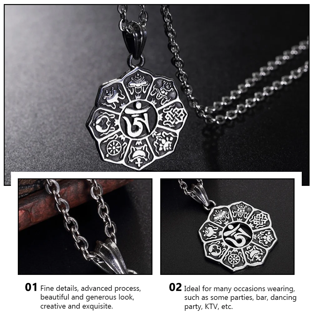 

Tibetan Style Retro Neck Chain Lotus Amulet Necklace Old Treatment Creative Delicate Jewelry Cool Stylish Party Bar KTV