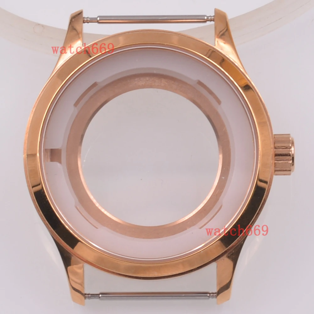 42mm Rose gold stainless steel Watch Case Sapphire Glass Case Fit NH35 NH36 Automatic Movement Watch Parts