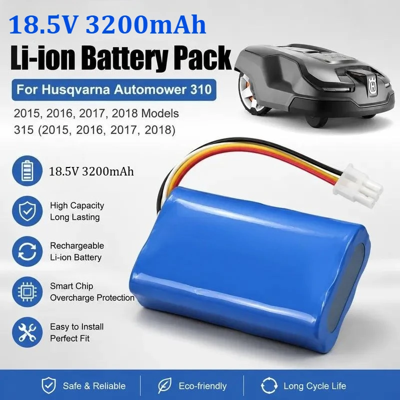 18.5V 3200mAh for Husqvarna Automower 310 Robotic Lawn Mower High Capacity Rechargeable Power Pack for Garden Grass