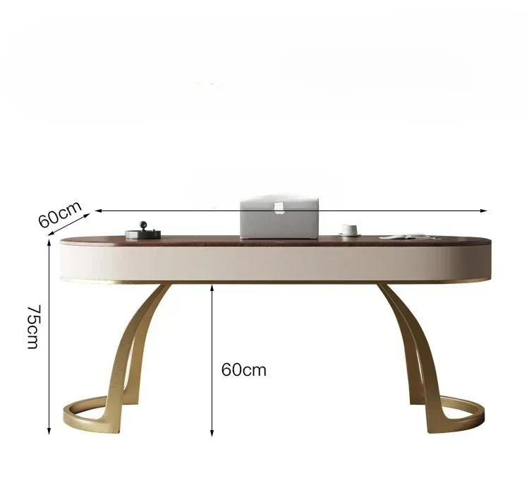 High-end designer office desk Italian minimalist high-end walnut pattern study computer desk
