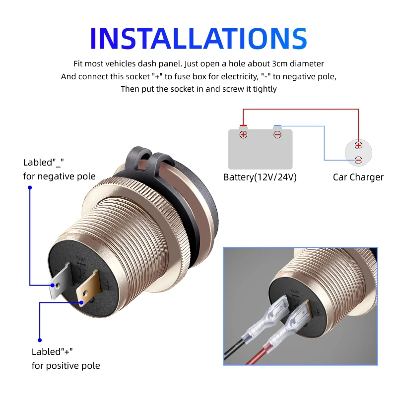 Car usb socket 12v with voltmeter for audi a3 a4 a5 a6 a6 4g c7 b9 b7 q5 fast charge usb outlet socket for bmw 10 20 accessories