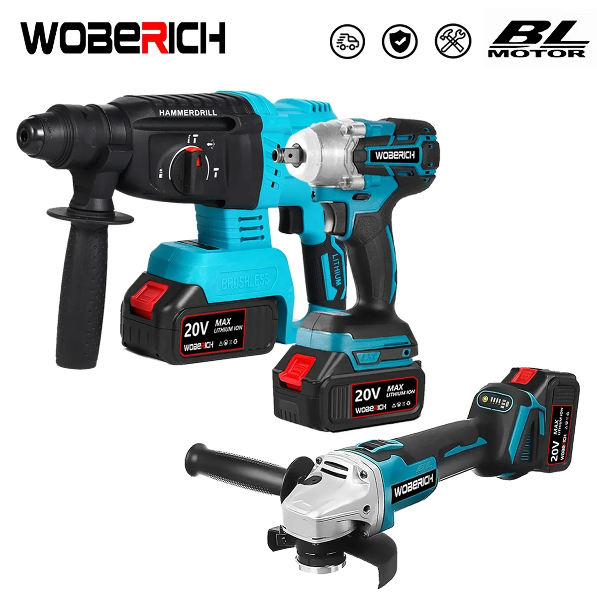 Combo Kit Power Tool Sets Brushless125mm Electric Angle Grinder Cordless Impact Wrench Impact Rotary Hammer For Makita18V