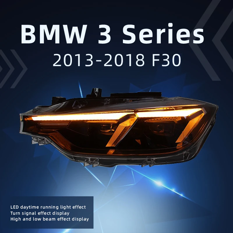 ไฟหน้ารถ LED สําหรับ BMW 3 Series 2012-2018 F30 320i 325i 328i 330i 335i หัวโคมไฟ LED DRL ชุดไฟหน้ารถอุปกรณ์เสริม