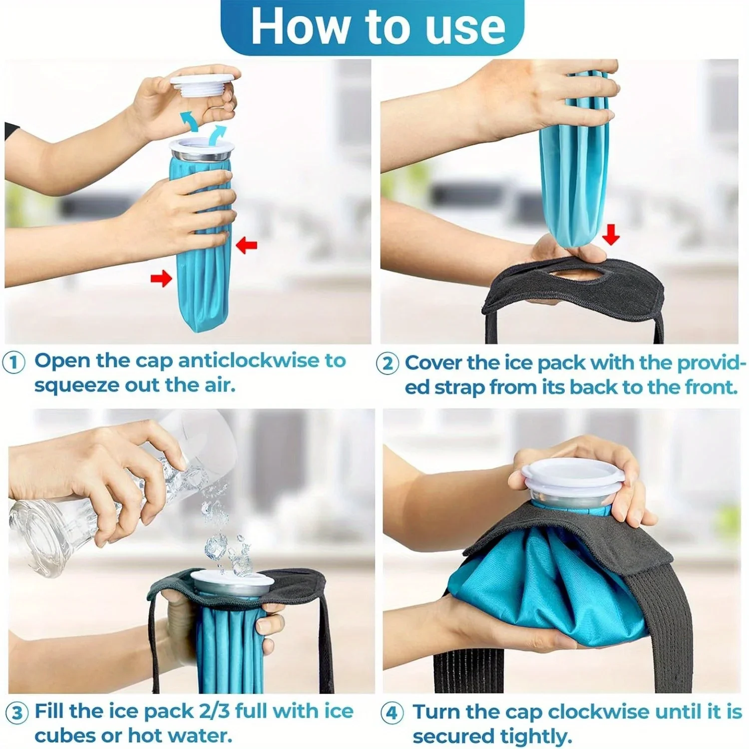 Sac de glace réutilisable chaud et froid, support élastique respirant, rond, sac de glace [6 po, 9 po et 11 po], thérapie chaude, 50-60 ℃