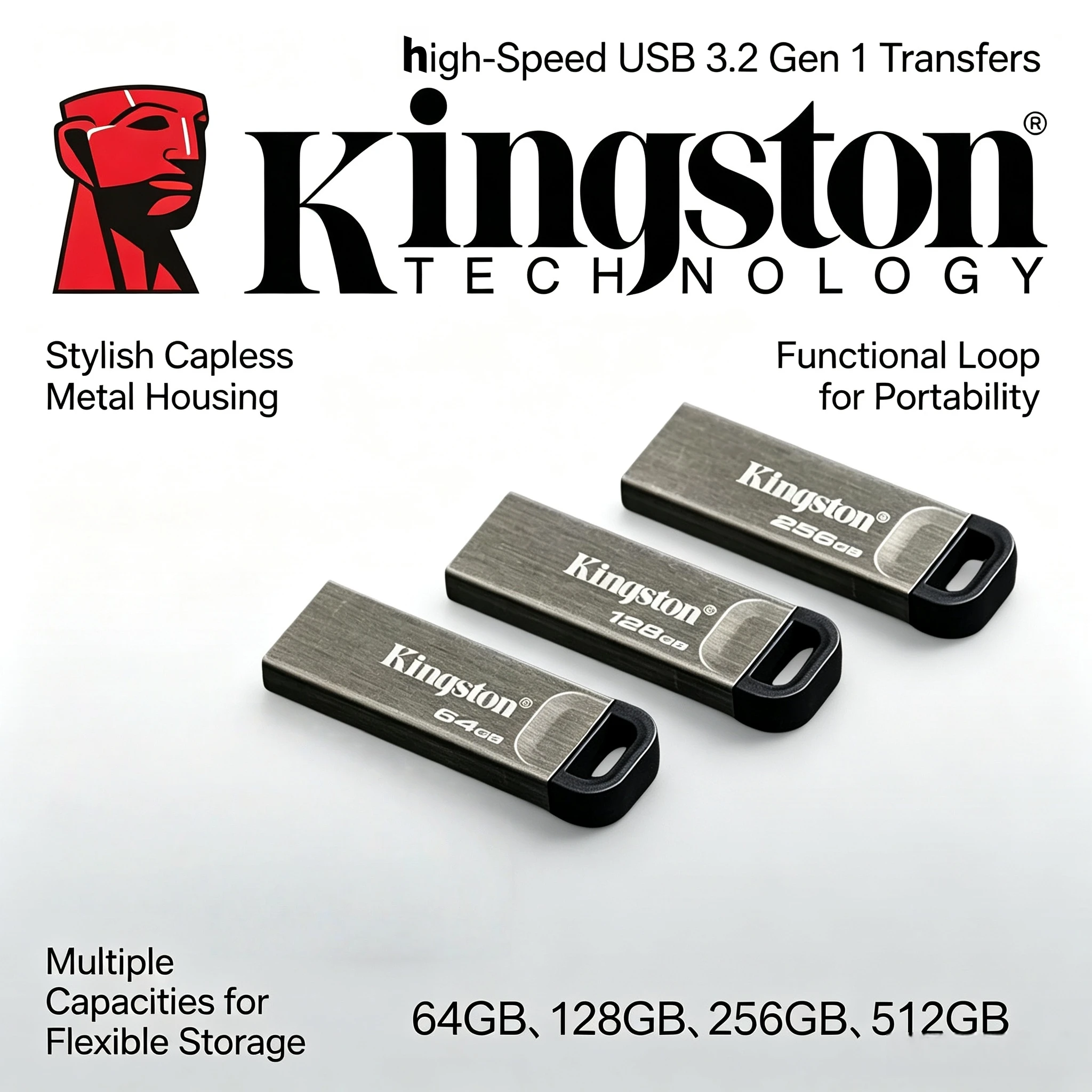 Kingston DataTraveler Kyson USB Flash Drive 64GB 128GB 256GB 512GB USB 32 Gen1 200MBs for PC Laptop Computer Pro Transfer
