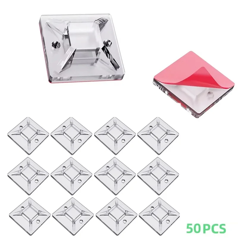 Fixed Wire Clip Clamp Cable Organizer 100Pcs Self Adhesive Nylon Wall Holder Base For Desktop Car Office Cable Clamp Fixed Seat