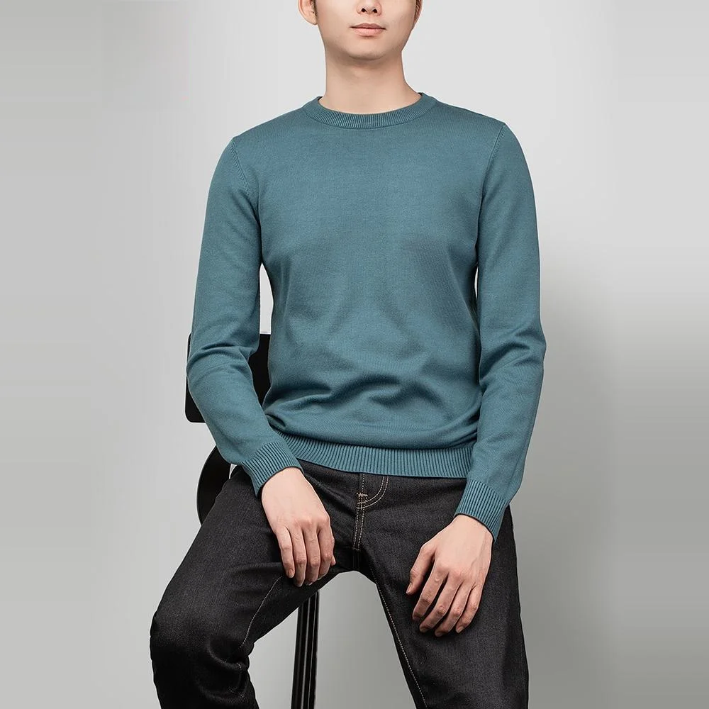 

Мужской модный осенне-зимний вязаный свитер с круглым вырезом, облегающий, универсальный, высокоэластичный, машинная стирка