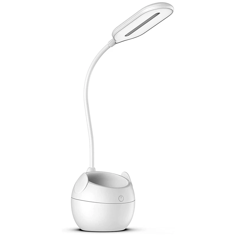 

Desk Lamp For Home Office, Rechargeable, Gooseneck, Pen Holder, For Bedroom Reading- LED Table Lamp For Computer/Desktop