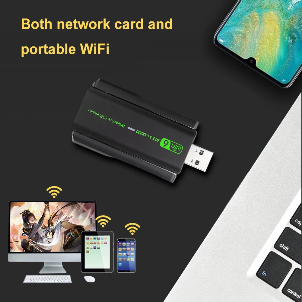 USB WiFi 6 محول 5.3 متوافق مع بلوتوث 2 في 1 دونغل 900 ميجابت في الثانية بطاقة الشبكة اللاسلكية دونغل سائق مجاني للكمبيوتر/الكمبيوتر المحمول/سطح المكتب #4