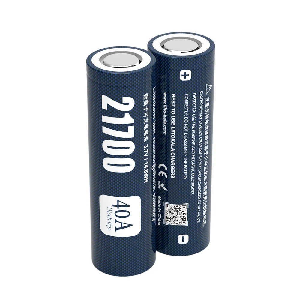 LiitoKala Lii-40S 21700 Battery 3.7V Li-ion 4000mA 40A Discharge Batteries 4.2v high drain devices Flat head